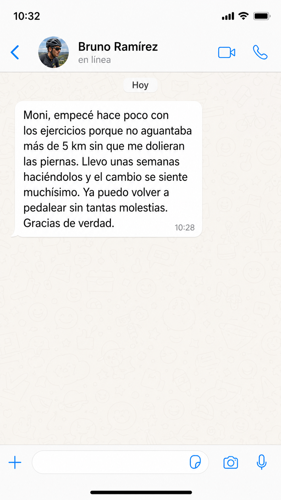Testimonio de Bruno Ramírez por WhatsApp